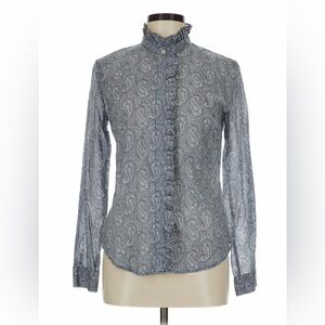 New York & Company Blue Paisley Button Down Shirt